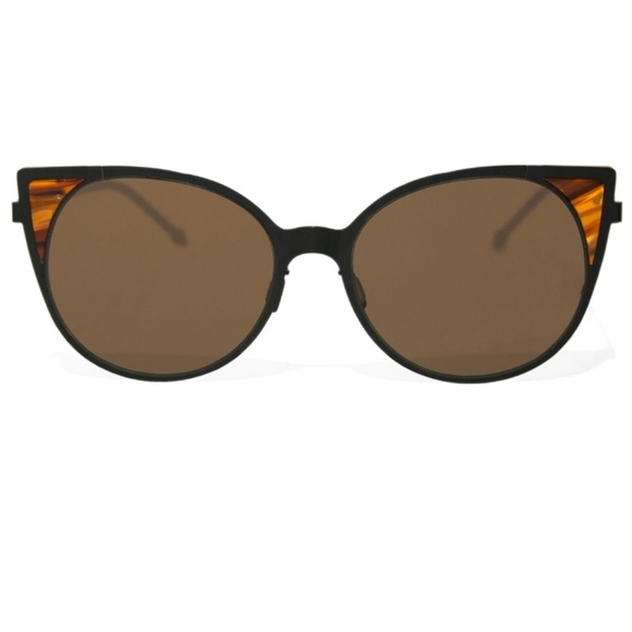 Volterre DUNES Black/Brown Metal Cateye Round Sunglasses